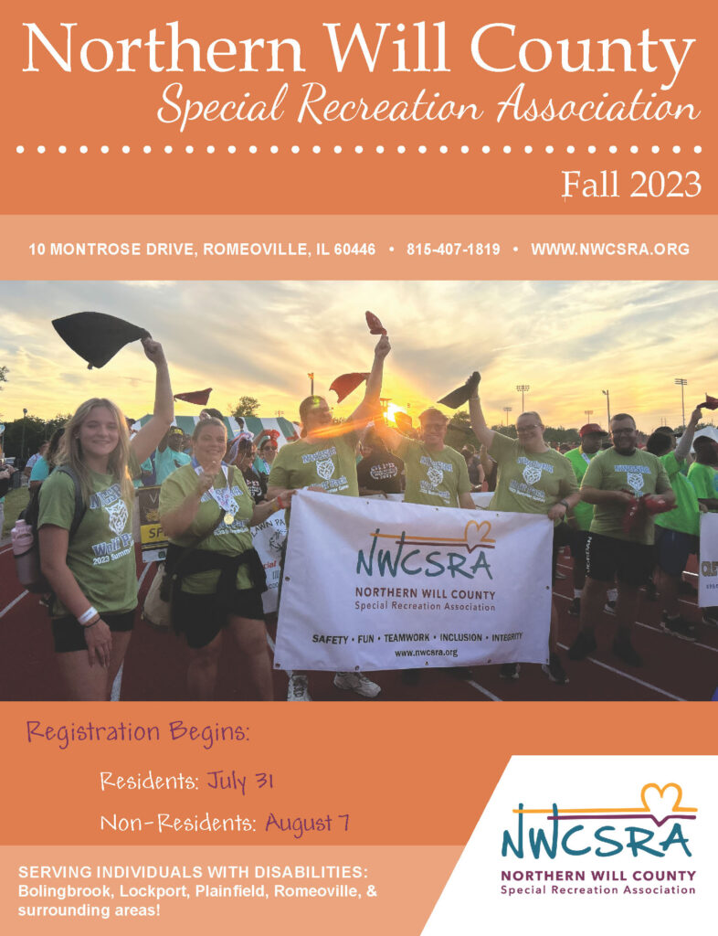Northern Will County SRA Fall 2023 brochure cover - registration begins July 31 and august 7