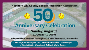 Invitation to 50th Anniversary Celebration on Sunday, August 2 from 11am to 1pm at Romeo Crossing Park, Romeoville. 
